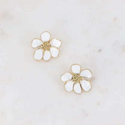 boucles d'oreilles fleurs Bulla Blanc