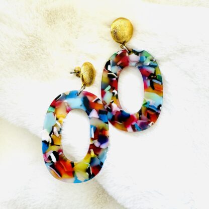 Boucles d'oreilles Ovale Multicolore